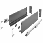 Guide per cassetti Axispro Soft close estrazione totale portata kg.40 con Spondina Antracite C mm.167 varie lunghezze | GTV